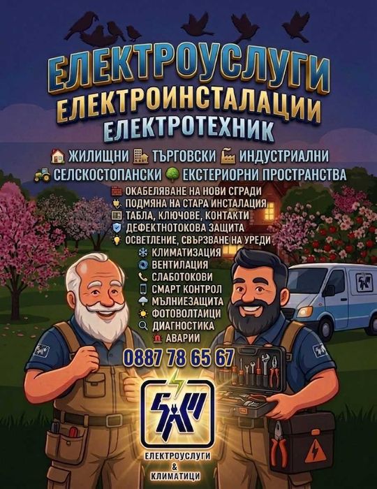 ПРОФЕСИОНАЛНИ ЕЛЕКТРОУСЛУГИ +359887786567 за Вашия дом, бизнес и индустрия от сертифицирани електротехници