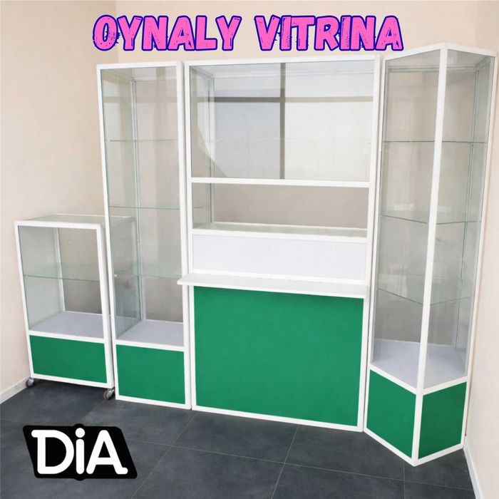 Oynaly vitrina, Акция, прилавки, savdo vitrinalar stellajlar