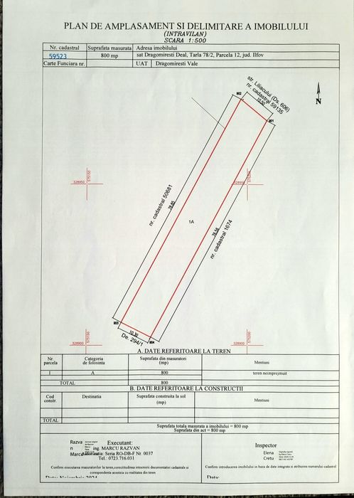 Teren de vanzare Dragomiresti Deal 800 mp