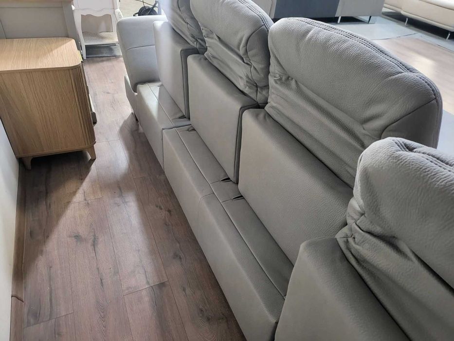 Сив ъглов диван от плат с функция сън и ракла Rhone