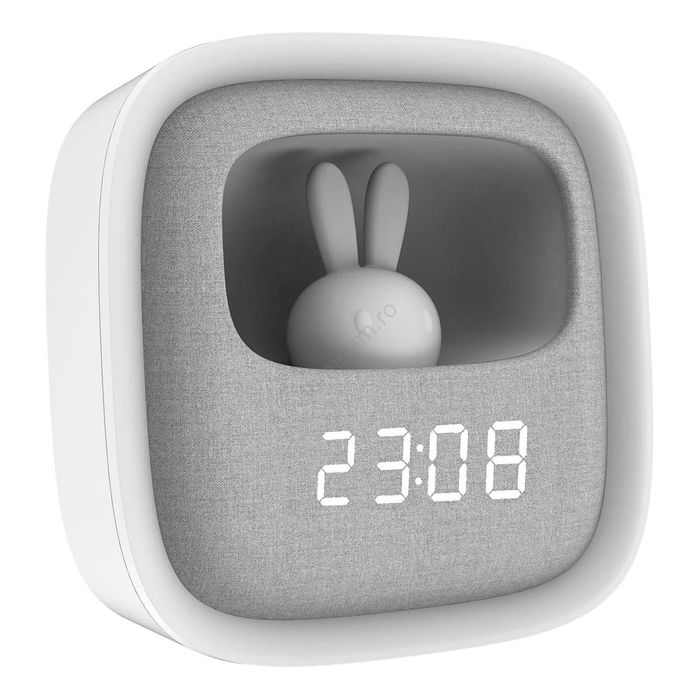 Lampă de noapte LED reglabilă cu ceas deșteptător BUNNY LED/1,2W/5V 3000K