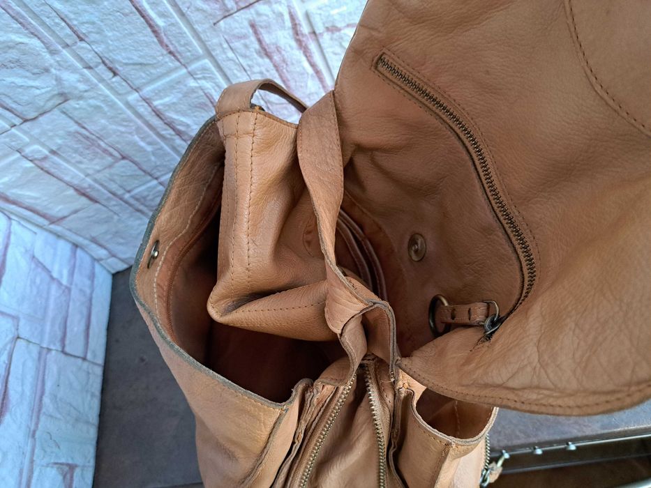 мъжка/дамска кожена чанта,бежова торба-естествена кожа