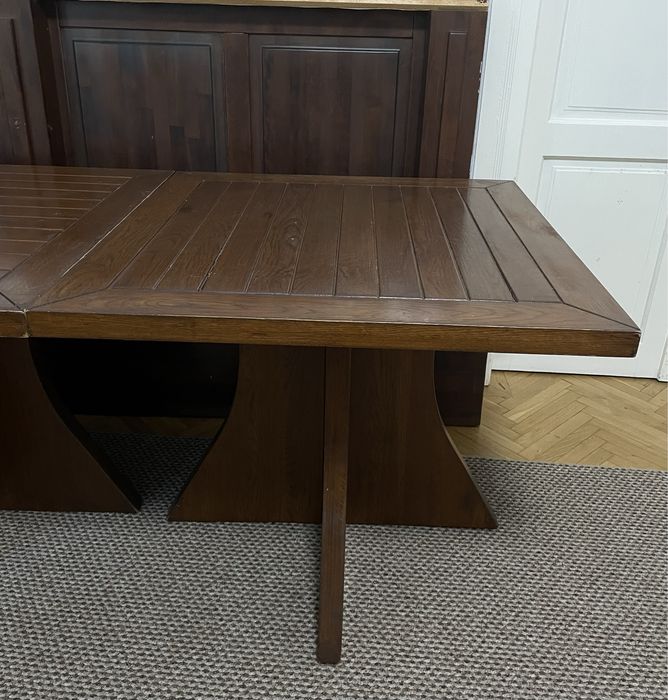 Mesa din lemn masiv stejar si scaune frasin