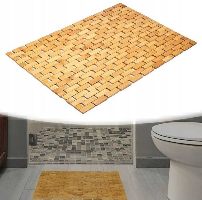 Универсален килим за баня, бамбук, нехлъзгав, влагоустойчив