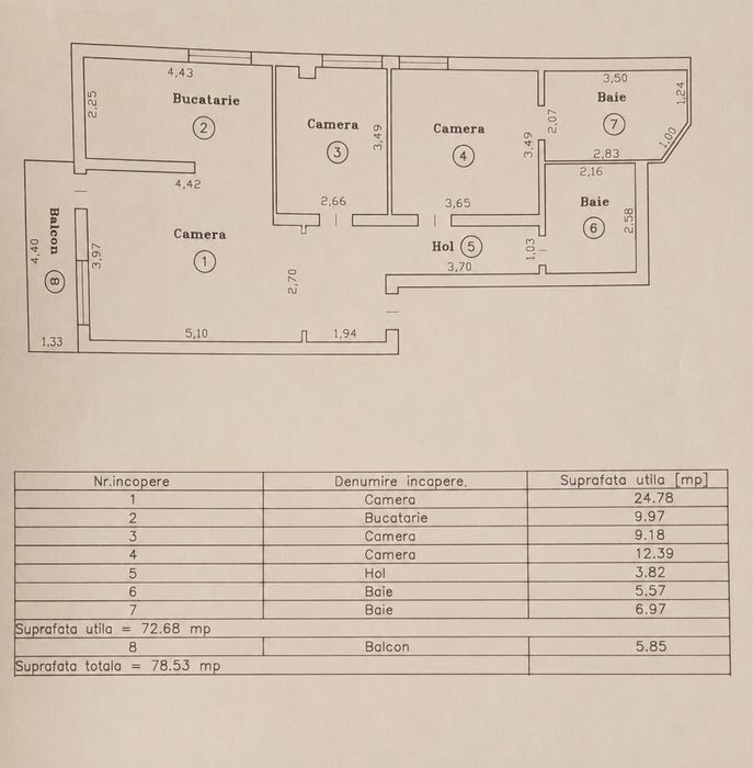 Proprietar,vând apartament 3 camere și 2 băi în Torontalului