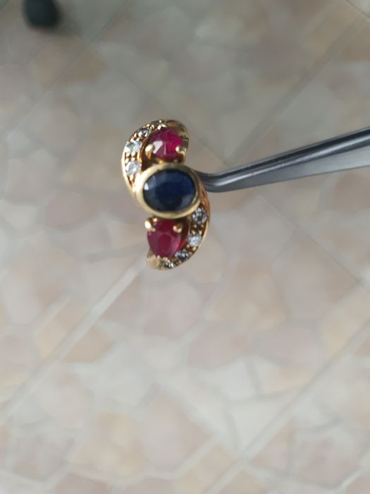 Inel aur 18 k cu safir albastru naturalcentral