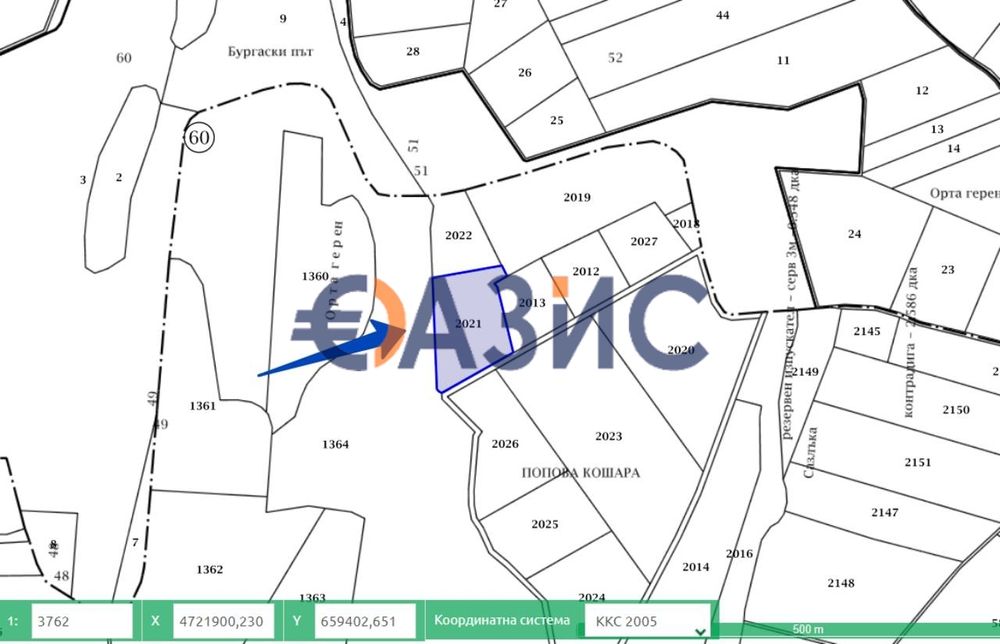 Парцел Земеделска земя в кв. Рудник, Бургас, България, 8700 кв. м,
