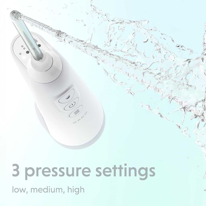 ORDO Hydro Sonic Water Flosser, безжичен, 3 настройки на налягането, бял | Пътен воден флосър, USB