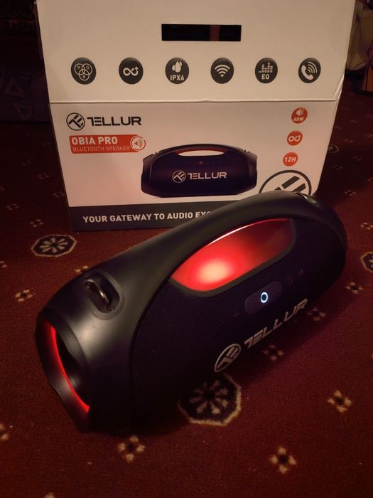 Boxă portabila Bluetooth /Aux/ Card/PowerBank/RGB. 60W  Tellur Obia Pr