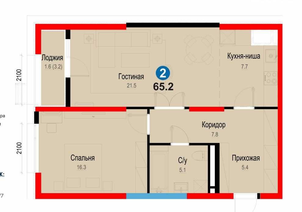 2х ком за кв.м = 850 у.е., НРЖ Замон, срок сдача 2026 год (НБ)