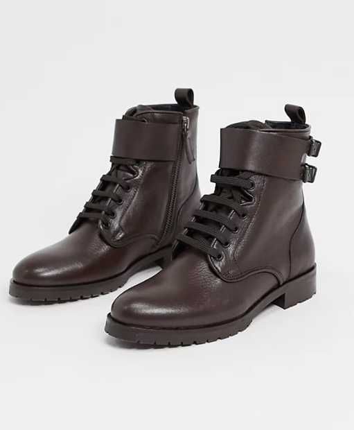 Botine cu șireturi Reiss Artemis, maro, piele