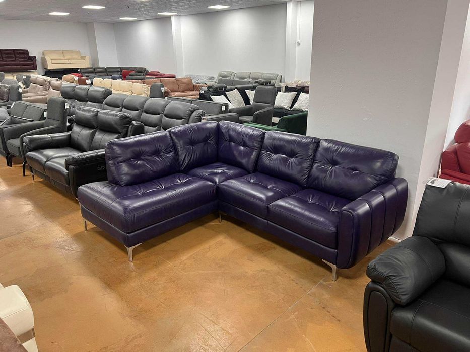 Лилав кожен ъглов диван