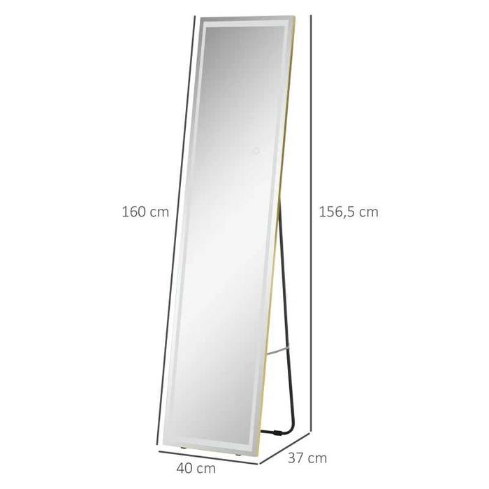 HOMCOM 2 в 1 Огледало в цял ръст с LED осветление