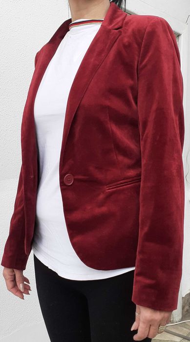 Taior Stradivarius catifea blazer sacou magenta vișiniu marime S nr.36