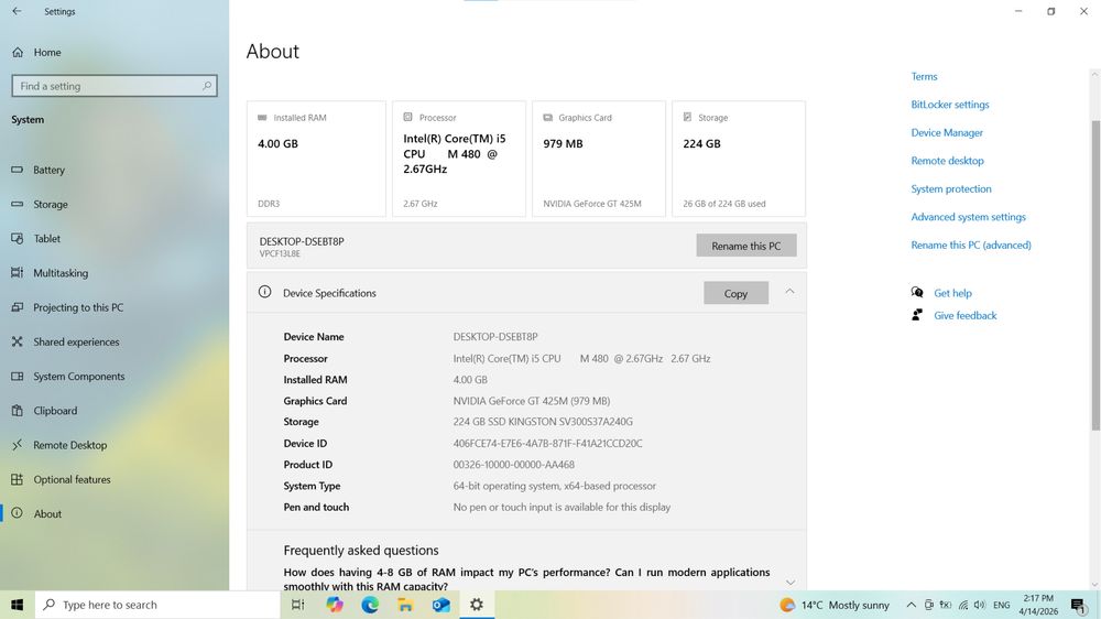 Laptop Sony Vaio Model: PCG-81213