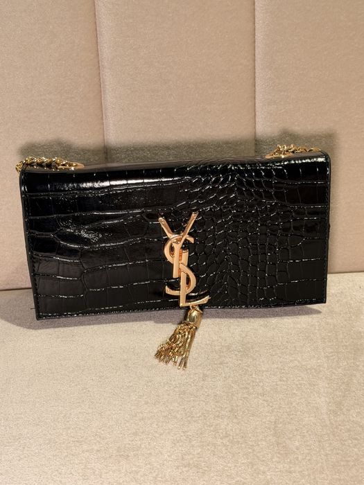 Gentuță Yves Saint Laurent- neagră/ivoar(piele croco)