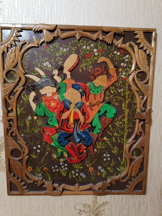 Картина из дерева, резная, ручная работа