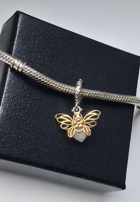 Pandantiv argint,licurici auriu fosforescent