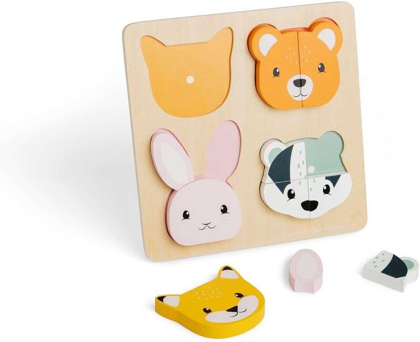 Монтесори Bigjigs Toys Пъзел от 10 части, горски жимотни, над 1 година