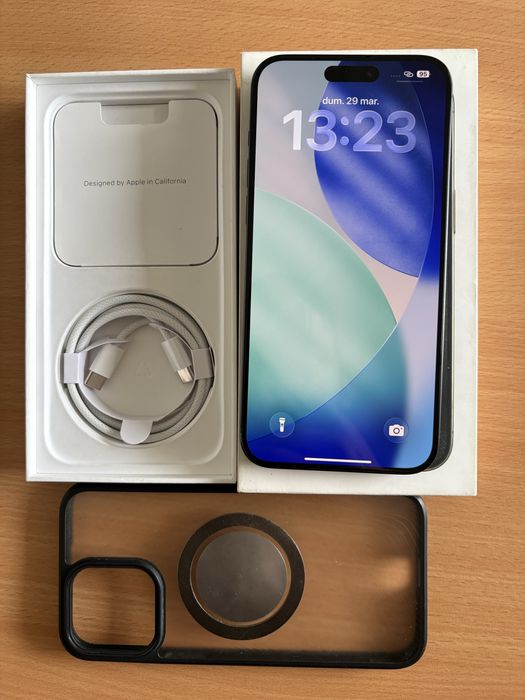 iPhone 15 Pro Max, Blue Titan, impecabil