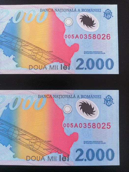 Bancnote 2000 lei eclipsa din anul 1999