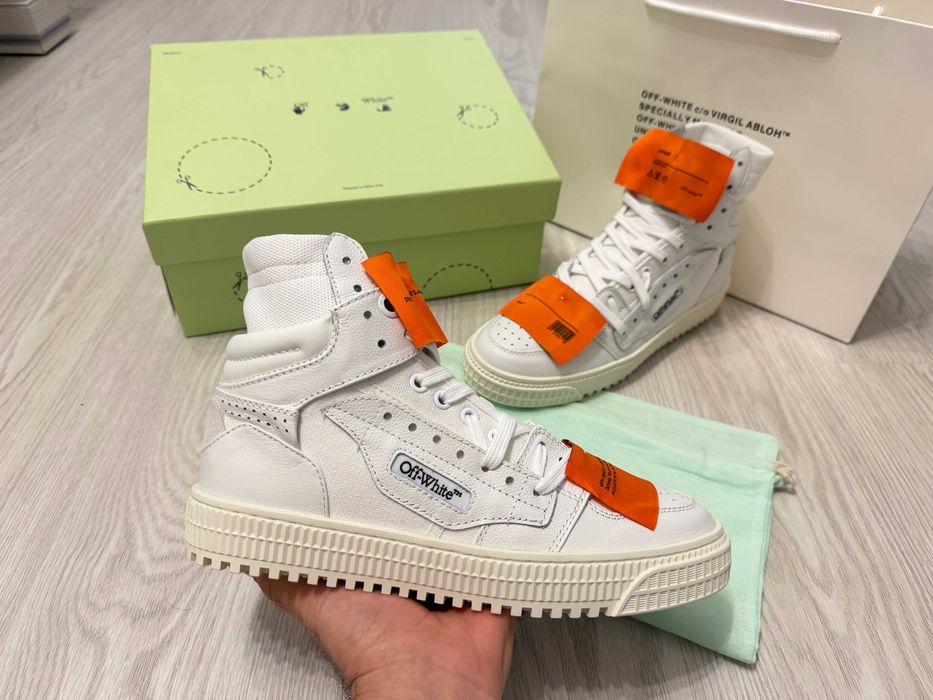 Adidasi OFF WHITE Court 3.0 - High White SNEAKERS Premium din Piele Full Box NOI