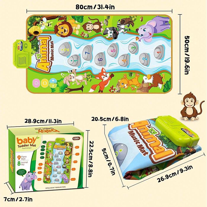 Covoras muzical copii, VALA Animale, cadou copii