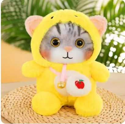 Плюшено коте с дрешка и чантичка, Плюшена играчка Коте, 30см