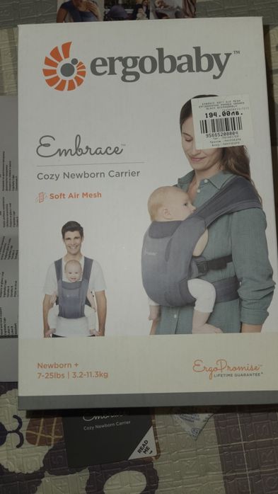 Ergobaby Embrace Soft Air Mesh хибридна раница бебе и дете до 11.3кг.