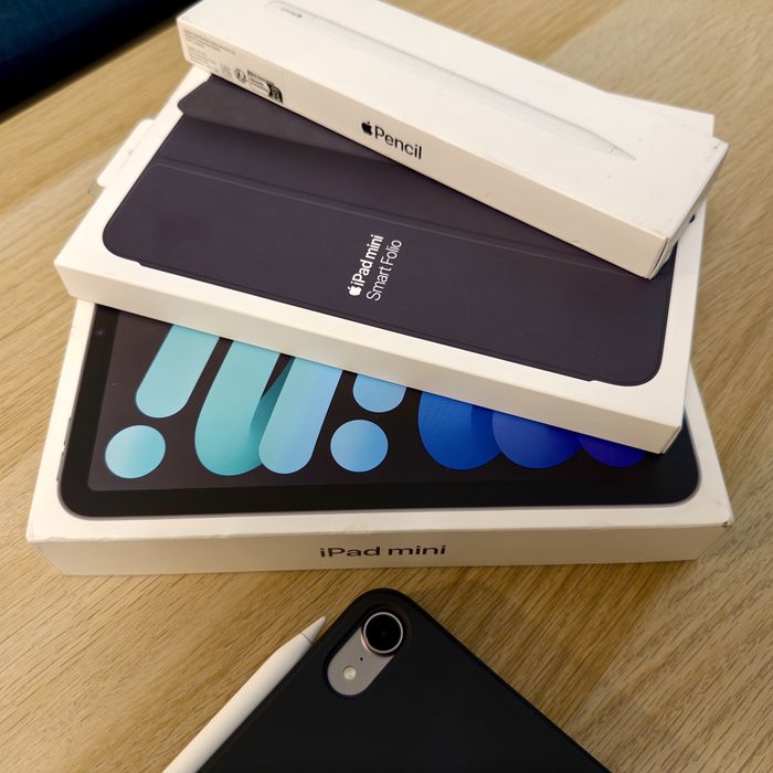 iPad Mini 7 + Apple Pencil + Husă Originală, garanție până in 01.2028