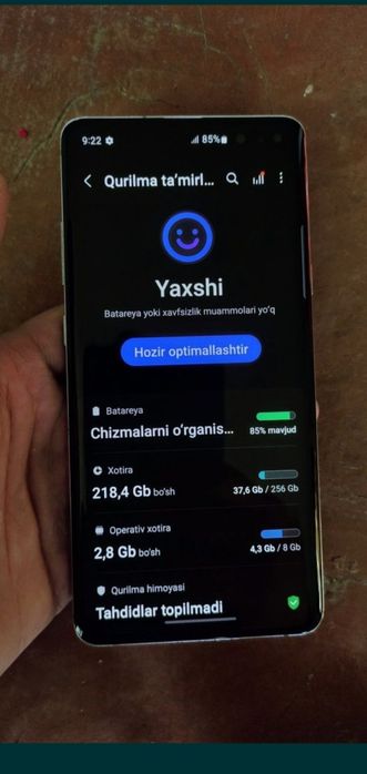 Samsung s10 5g 8 ga 256 pameti idyal holatda oben ham bor