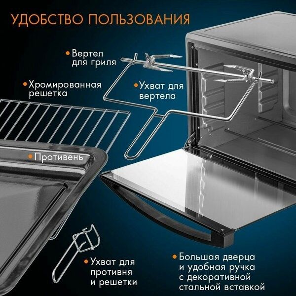 Мини печь электрическая ENDEVER Danko-4045, 2000 Вт, духовка электриче