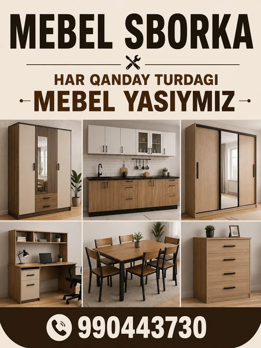 Buyurtma asosida mebel yasaymiz (kuxnya, spalniy, detskiy, sanuzel)
