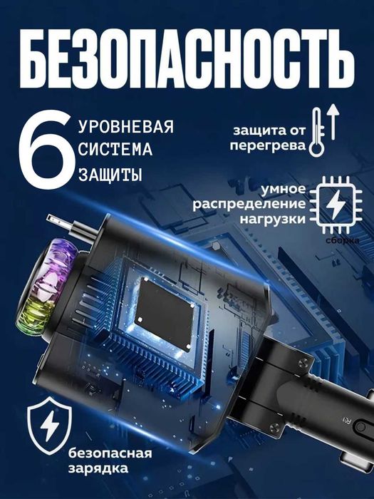 Автомобильная зарядка 5в1, с аромадиффузором и проектором, 45 Вт