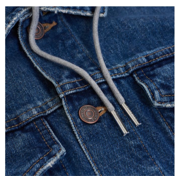 Celin€ - Свободно дънково яке с качулка и щампа