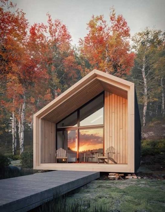 Vand casa modulara tip A frame pe structura metalica sau lemn 9x6m