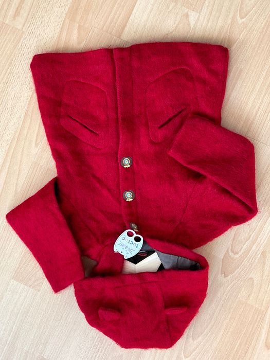 Ново разкошно червено вълнено палте с качулка Tuc Tuc