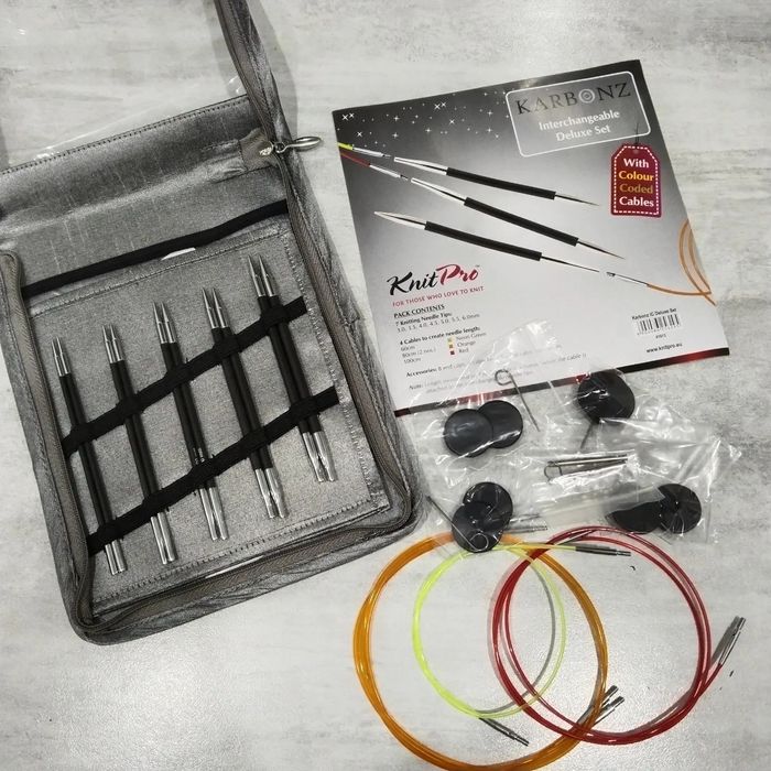 Спицы съёмные, чулочные KnitPro KARBONZ, Drops