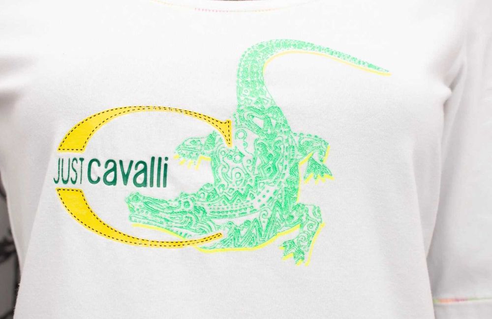Just Cavalli оригинална дамска блуза бяла с крокодил M-L