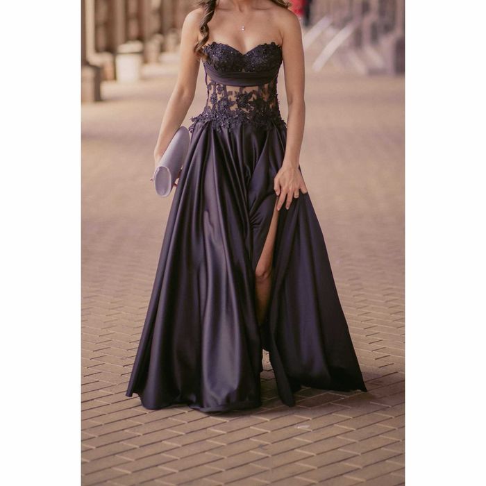 Абитуриентска дълга рокля. Вечерна. Бална. Официална. Черна. Корсет