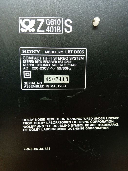 SONY LBT-D205 Tuner/Deck A,B Audio System Made in malaysia
