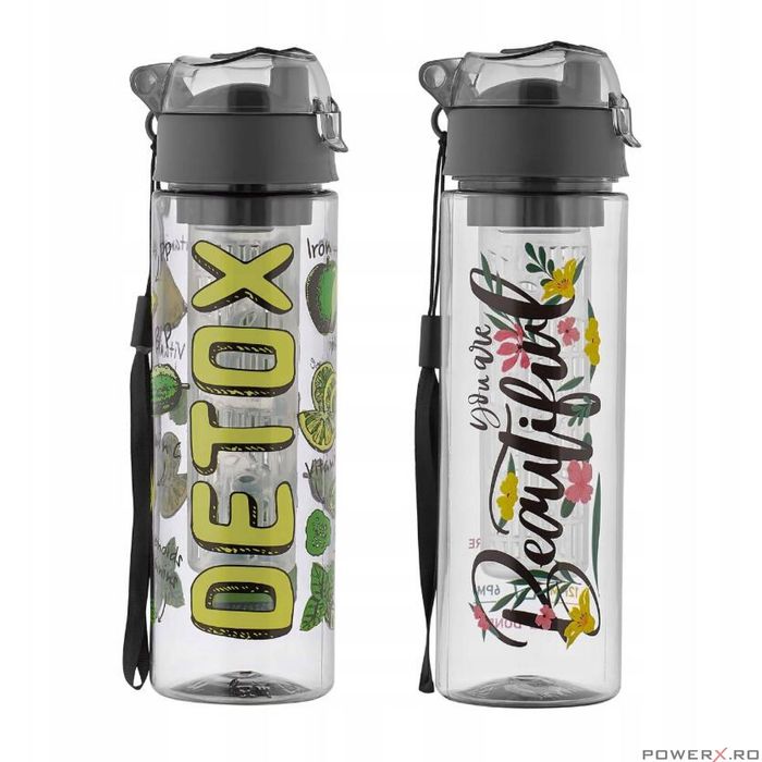 Sticla din plastic pentru lichide, cu insertie pentru fructe, 23 x 7.5