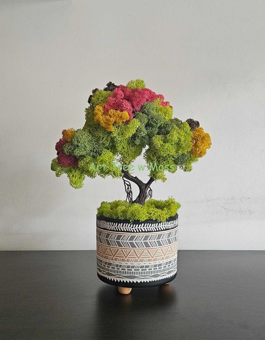 Дърво Бонзай със Скандинавски мъх в керамична и дървена кашпа