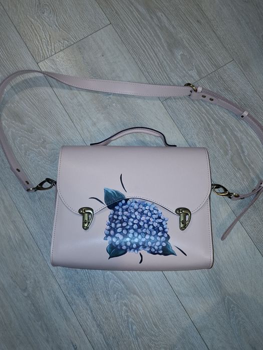 Geanta dama 100% piele , handmade, pictata manual