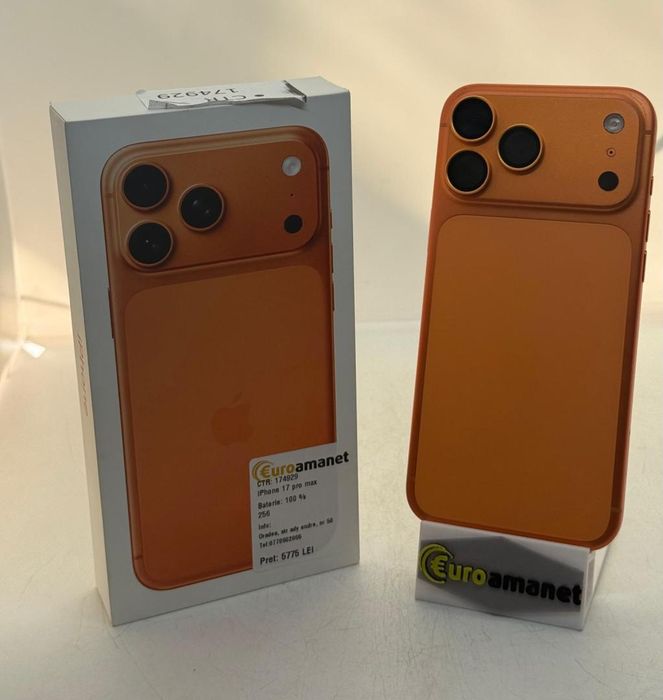 Telefon mobil Apple iPhone 17 Pro Max, 256GB, 5G, Cosmic Orange, -A-