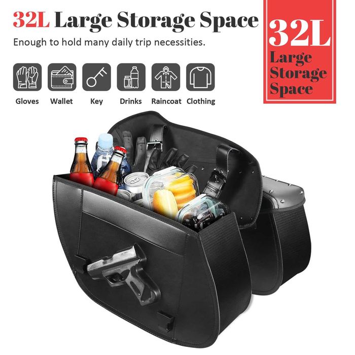 Дисаги за мотоциклет Чанта кожен куфар за мотор мото багаж БЯЛ