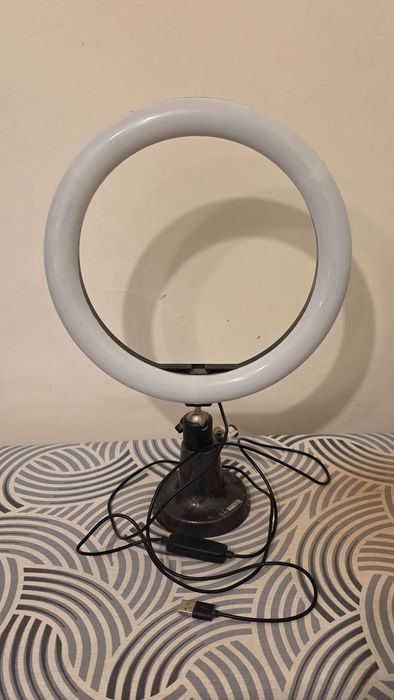 Lampa Ring Light Halo LED 26 cm USB lumina selfie TikTok YouTube foto video machiaj streaming reglabila 3 moduri lumina