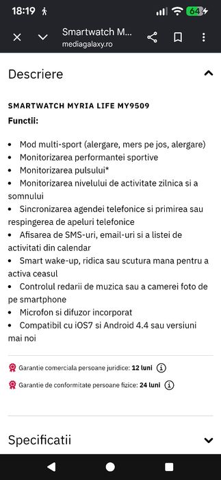 Vând doua smartwatch-uri Myria