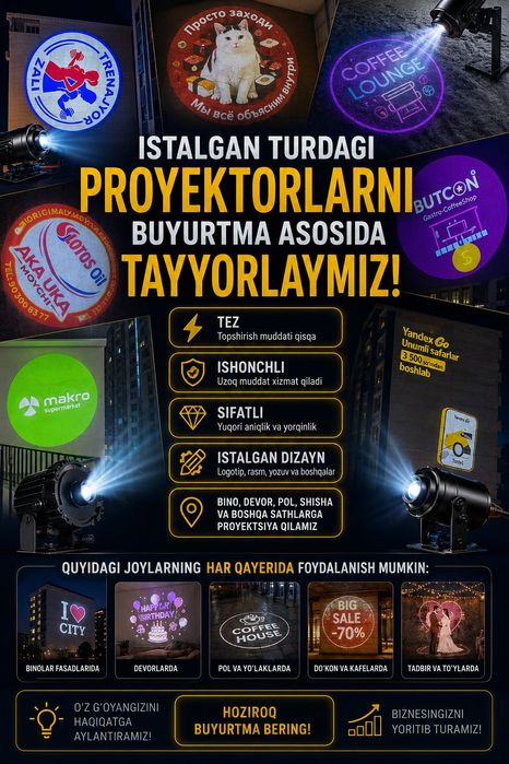 Biznesingiz Uchun Kuchli Reklama — Yerda Va Fasadlarda Proeksiya