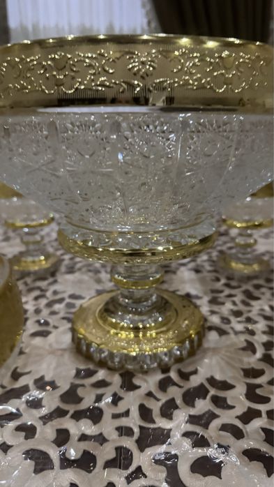 Набор богемской посуды для фруктов и сладостей.